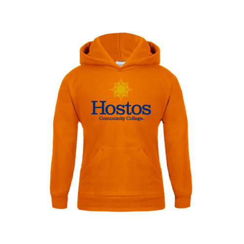 Community College Youth Orange Fleece Hoodie-Hostos Community College w/Sun