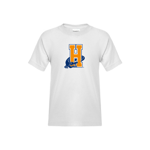 Youth White T Shirt-Hostos H w/Alligator