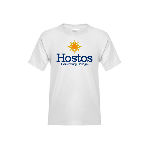 Youth White T Shirt-Hostos Community College w/Sun