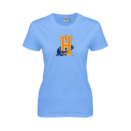 Community College Womens Light Blue Short Sleeve Tee-Hostos H w/Alligator