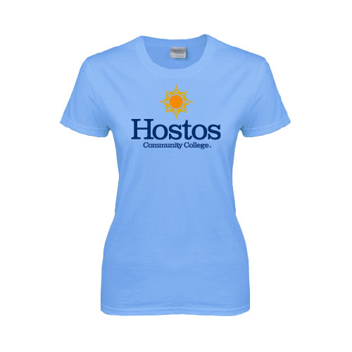 Community College Womens Light Blue Short Sleeve Tee-Hostos Community College w/Sun