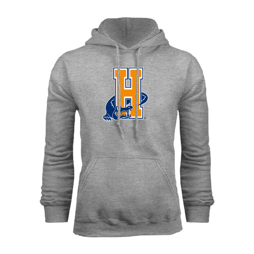 Community College Grey Fleece Hoodie-Hostos H w/Alligator
