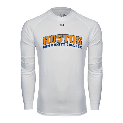 Community College Under Armour White Long Sleeve Tech Tee-Hostos Community College Arch