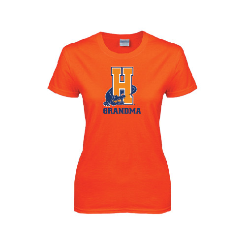 Community College Womens Orange Short Sleeve Tee-Grandma
