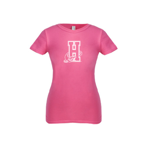 Community College Next Level Girls Fuchsia Fashion Fit T Shirt-Hostos H w/Alligator