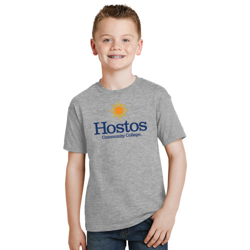 Youth Grey T-Shirt-Hostos Community College w/Sun
