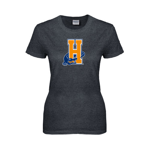 Community College Womens Dark Heather Short Sleeve Tee-Hostos H w/Alligator
