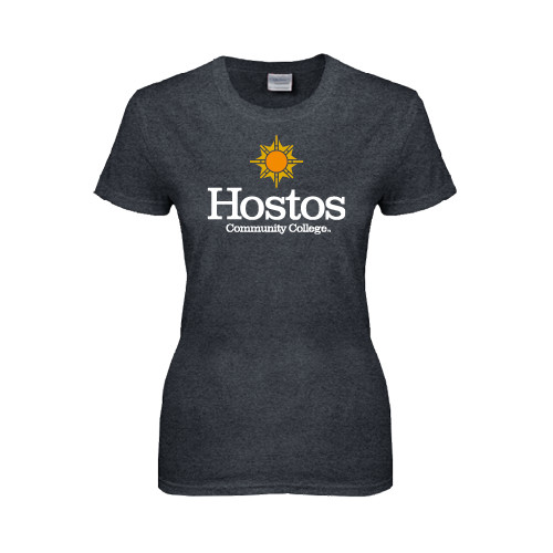 Community College Womens Dark Heather Short Sleeve Tee-Hostos Community College w/Sun