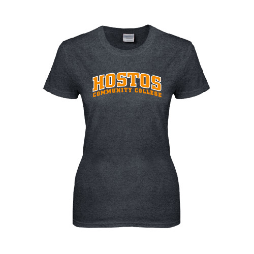 Community College Womens Dark Heather Short Sleeve Tee-Hostos Community College Arch