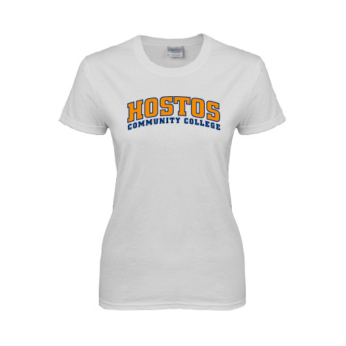 Community College Womens White Short Sleeve Tee-Hostos Community College Arch