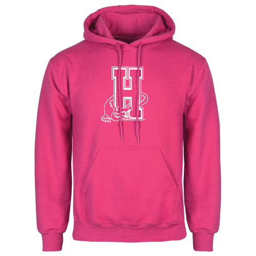 Community College Womens Fuchsia Fleece Hoodie-Hostos H w/Alligator