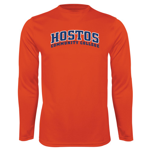 Community College Orange Performance Long Sleeve Shirt-Hostos Community College Arch