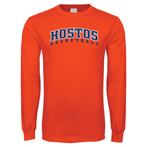 Community College Orange Long Sleeve T-Shirt-Hostos Basketball Arch