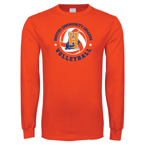 Community College Orange Long Sleeve T-Shirt-Hostos Volleyball