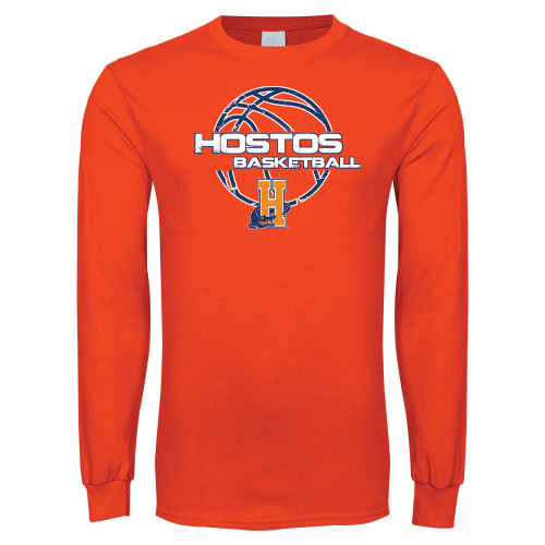 Community College Orange Long Sleeve T-Shirt-Hostos Basketball