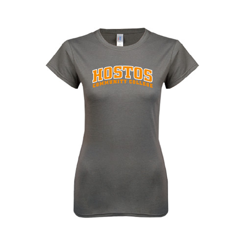 Community College Next Level Womens Charcoal Boyfriend Tee-Hostos Community College Arch