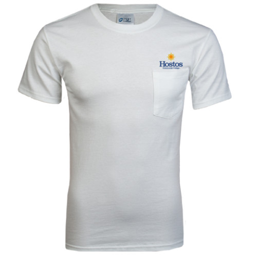 Community College White T-Shirt w/Pocket-Hostos Community College w/Sun