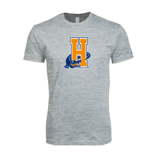 Community College Next Level Heather Grey SoftStyle T Shirt-Hostos H w/Alligator