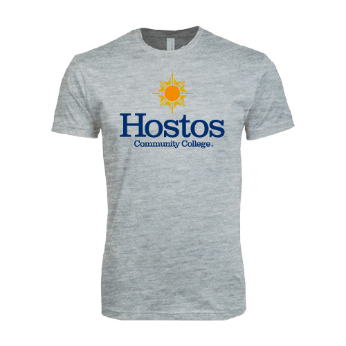 Community College Next Level Heather Grey SoftStyle T Shirt-Hostos Community College w/Sun