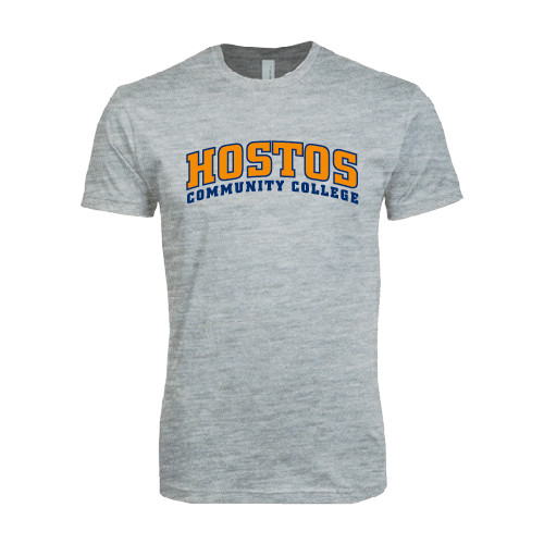 Community College Next Level Heather Grey SoftStyle T Shirt-Hostos Community College Arch