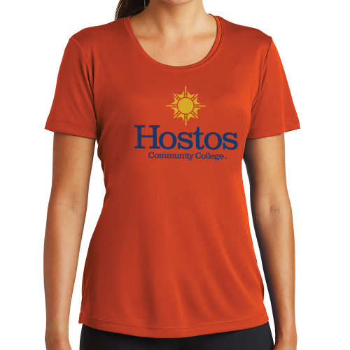 Community College Womens Orange Performance Tee-Hostos Community College w/Sun