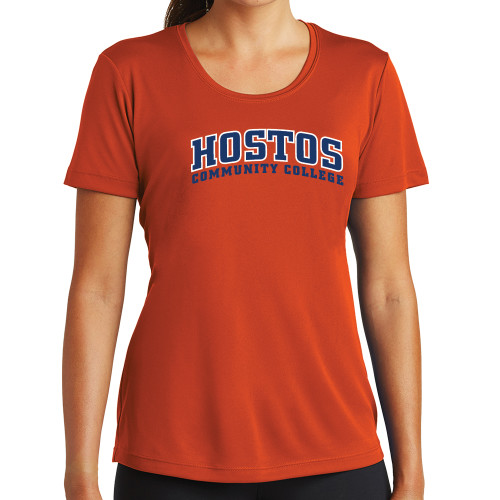 Community College Womens Orange Performance Tee-Hostos Community College Arch