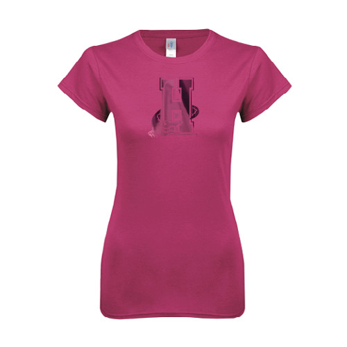 Community College Next Level Womens Fuchsia Boyfriend Tee-Hostos H w/Alligator Foil