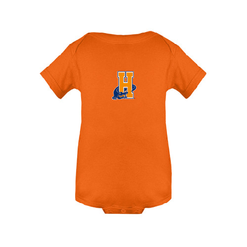 Community College Orange Infant Onesie-Hostos H w/Alligator