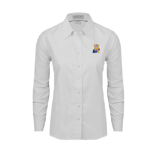 Community College Womens White Oxford Shirt-Hostos H w/Alligator