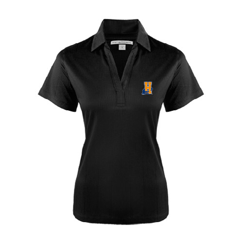 Community College Womens Black Performance Fine Jacquard Polo-Hostos H w/Alligator