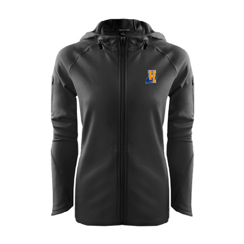 Community College Womens Black Tech Fleece Full Zip Hooded Jacket-Hostos H w/Alligator