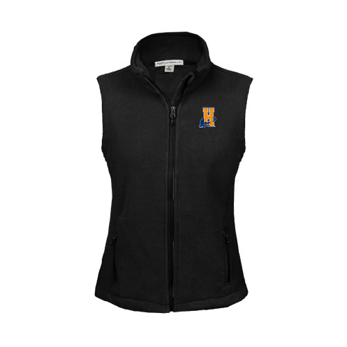 Community College Womens Black Fleece Full Zip Vest-Hostos H w/Alligator