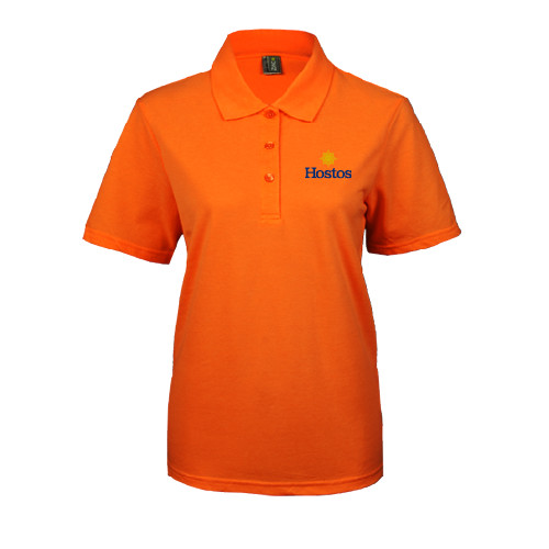 Community College Womens Silk Touch Orange Pique Polo-Hostos w/Sun