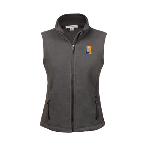 Community College Womens Charcoal Fleece Full Zip Vest-Hostos H w/Alligator