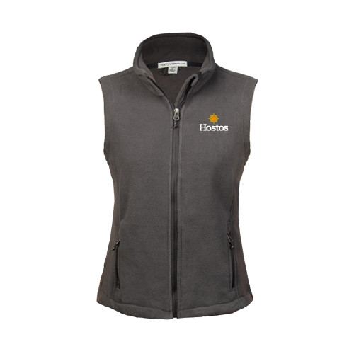 Community College Womens Charcoal Fleece Full Zip Vest-Hostos w/Sun