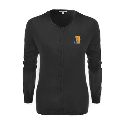 Community College Womens Black Cardigan Sweater-Hostos H w/Alligator