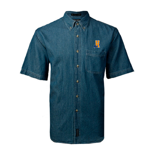 Community College Denim Shirt Short Sleeve-Hostos H w/Alligator