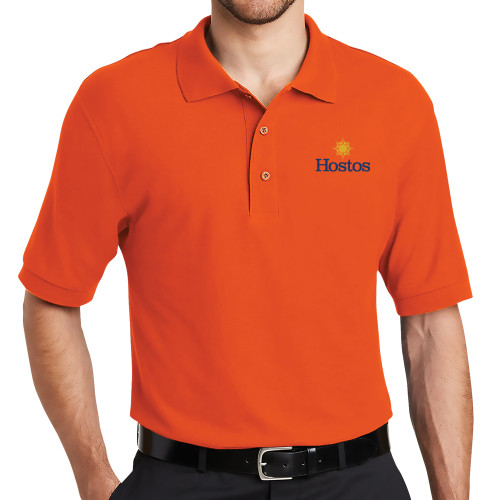 Community College Orange Silk Touch Polo-Hostos w/Sun