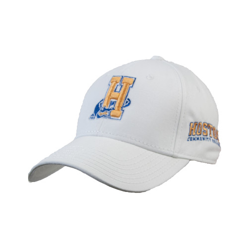 Community College White Structured Adjustable Pro Style Hat-Hostos H w/Alligator
