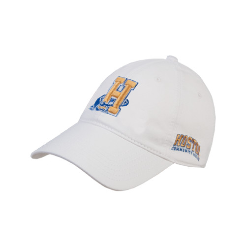 Community College White Unstructured Adjustable Low Profile Hat-Hostos H w/Alligator