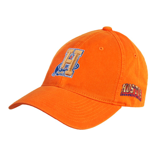 Community College Orange Unstructured Adjustable Low Profile Hat-Hostos H w/Alligator