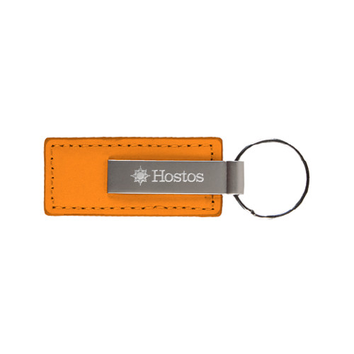 Community College Leather Classic Orange Key Holder-Hostos w/Sun Flat Engraved