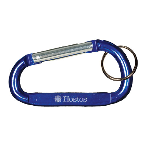 Community College Blue Carabiner with Split Ring-Hostos w/Sun Flat Engraved