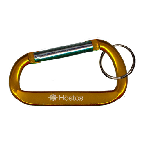 Community College Orange Carabiner with Split Ring-Hostos w/Sun Flat Engraved