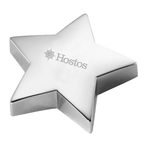 Community College Silver Star Paperweight-Hostos Community College w/Sun Stacked Engraved