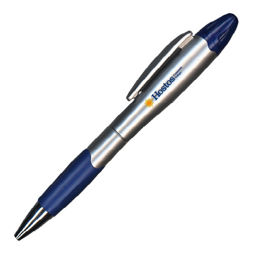 Community College Silver/Blue Blossom Pen/Highlighter-Hostos Community College w/Sun Flat