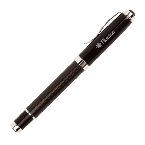 Community College Luna Black Rollerball Pen-Hostos w/Sun Flat Engraved
