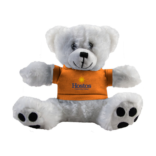 Community College Plush Big Paw 8 1/2 inch White Bear w/Orange Shirt-Hostos Community College w/Sun