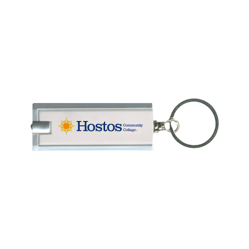 Community College Turbo White Flashlight Key Holder-Hostos Community College w/Sun Flat