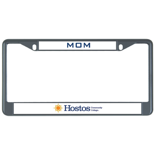 Community College Mom Metal License Plate Frame in Black-Hostos Community College w/Sun Flat